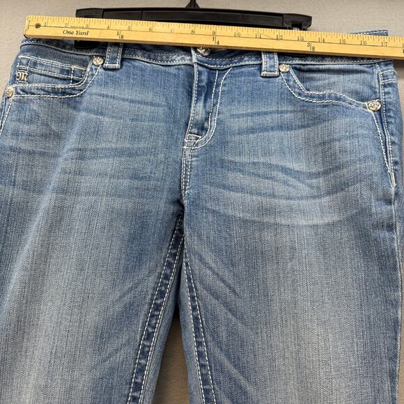 Miss Me Jeans Women's 32x34 (14) Blue Mid Rise Boot Cut Pocket Flaps Western - Picture 9 of 13